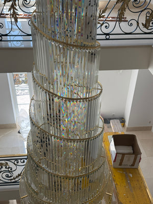 Kristall Hängeleuchte TWISTER Spiralelleuchte für Hotel - Treppenhaus - Galerie Durchmesser 100cm Höhe 560cm