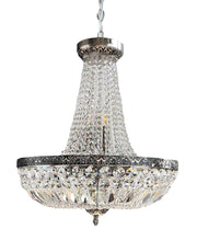 Antique silver Kristall Korblüster chandelier with eight lights and French cut crystals, diameter 45cm, elegant and dimmable design.