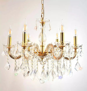 Kristall-Kronleuchter 60 cm, 6 Leuchten, Kristallglas, Gold