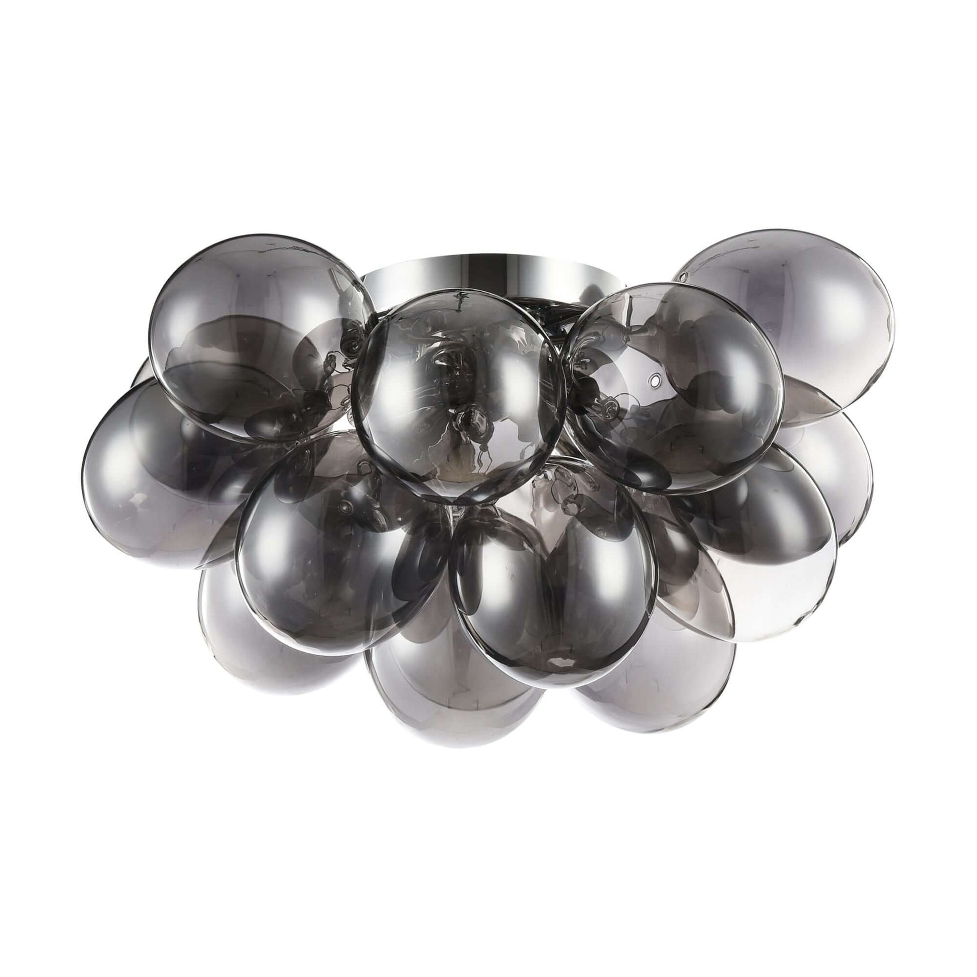 Maytoni Deckenleuchte Balbo Nickel Glas Smoky, small ceiling light with smoky glass and nickel finish, dimmable, 4 bulb sockets, Ø38cm.