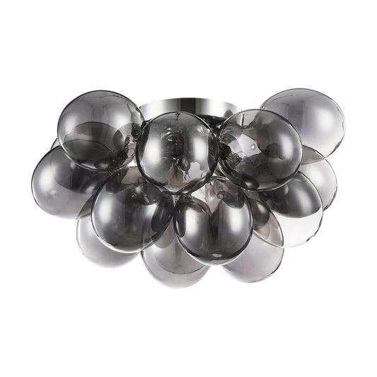 Maytoni Deckenleuchte Balbo Nickel Glas Smoky, small ceiling light with smoky glass and nickel finish, dimmable, 4 bulb sockets, Ø38cm.