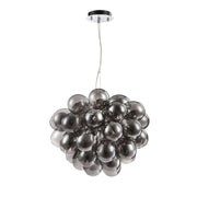 Maytoni Pendelleuchte Balbo Nickel with smoky glass bubbles, adjustable height up to 170cm, Ø50cm, dimmable, featuring 8 G9 lights.