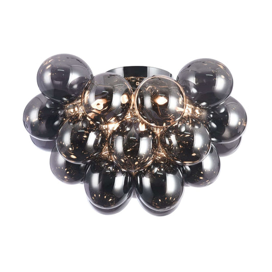 Maytoni Balbo ceiling light in nickel with smoky glass, featuring 8 dimmable G9 bulbs, diameter 50cm, modern design.