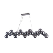 Maytoni Dallas Chrome Pendant Light with Smokey Grey Glass Globes, adjustable height, featuring a sleek modern design, 123.5cm length.