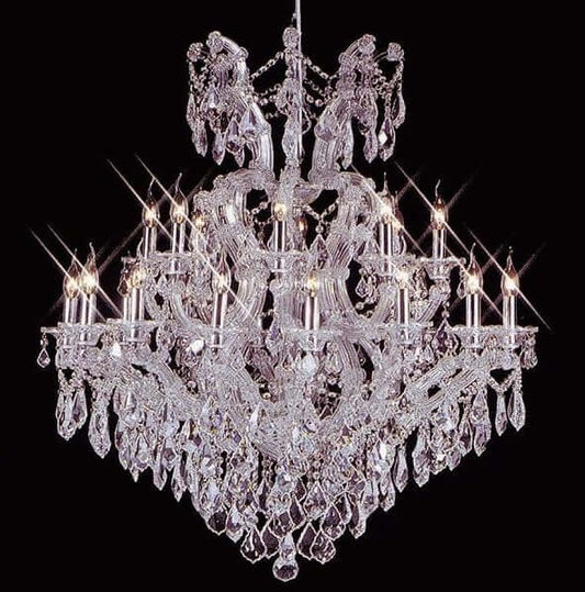 Luxurious silver crystal chandelier with 25 lights, 100cm diameter, sparkling lead crystals, brass/chrome/glass construction