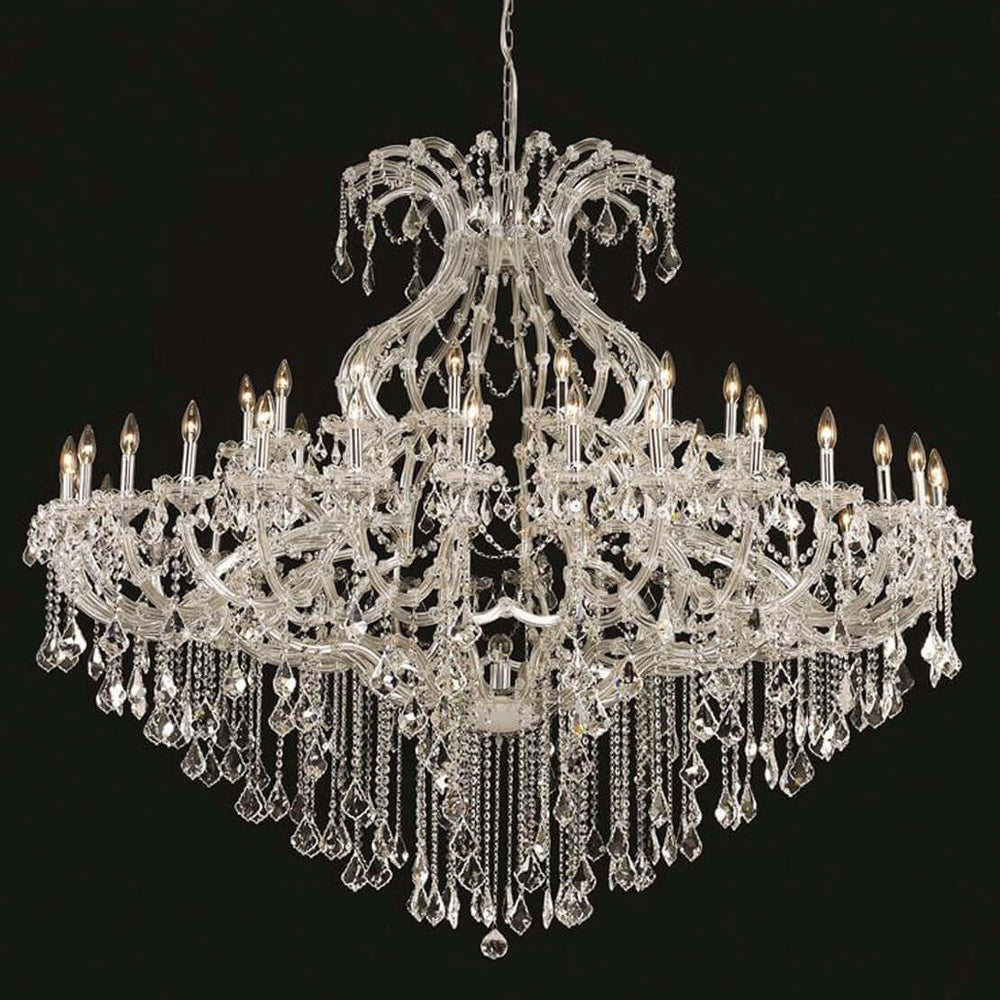 Luxus Kristall Kronleuchter in Silber mit 49 Leuchten, Durchmesser 182cm, Höhe 152cm, funkelnde Bleikristalle, dimmbar LED Optionen.