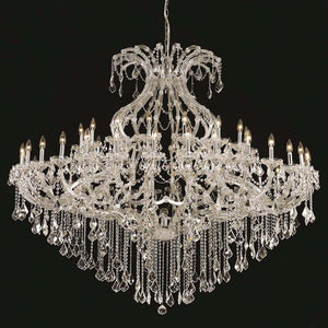 Luxus Kristall Kronleuchter in Silber mit 49 Leuchten, Durchmesser 182cm, Höhe 152cm, funkelnde Bleikristalle, dimmbar LED Optionen.