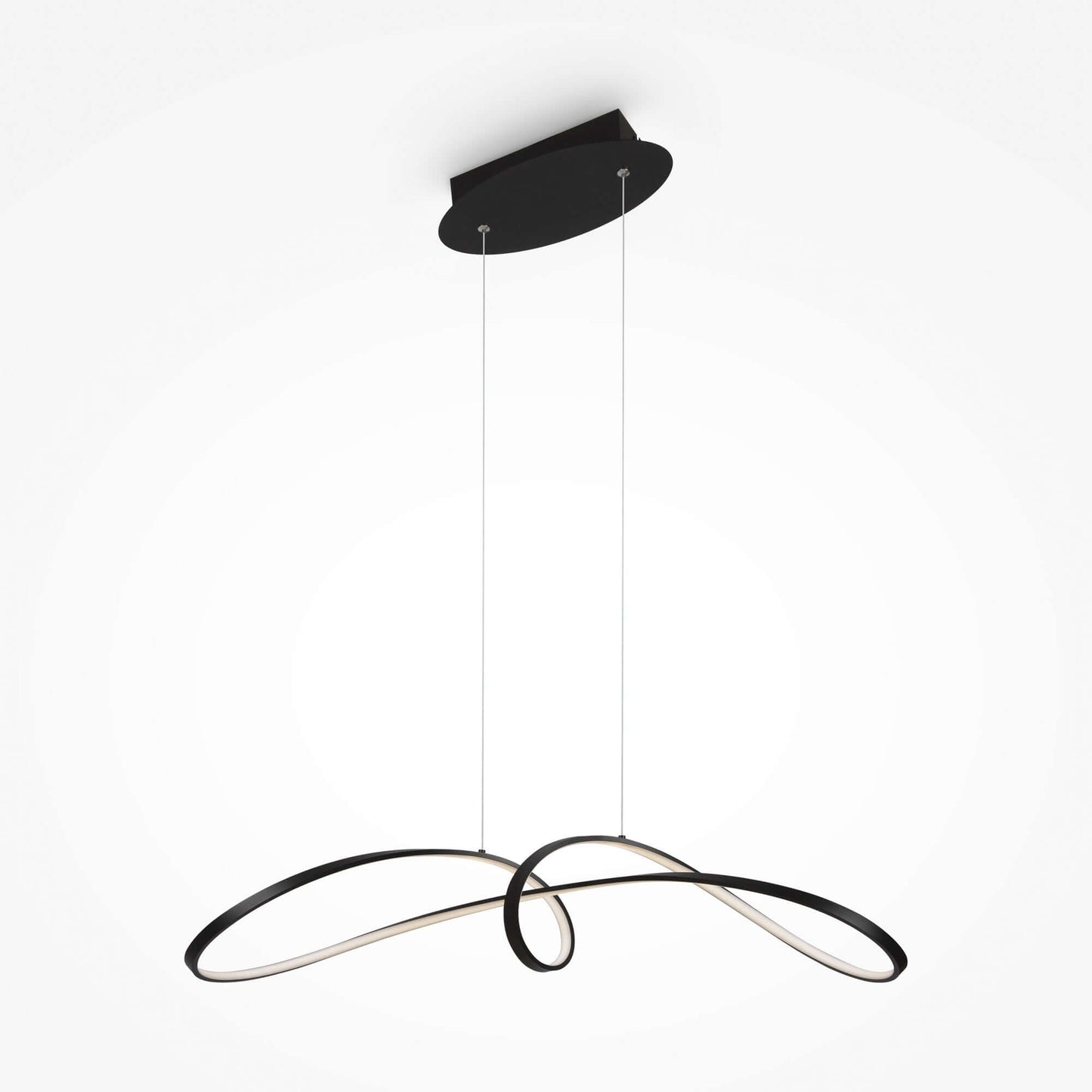 Maytoni Pendelleuchte Curve in Schwarz, minimalistisches LED-Design, aus Aluminium, nicht dimmbar, modern und elegant.