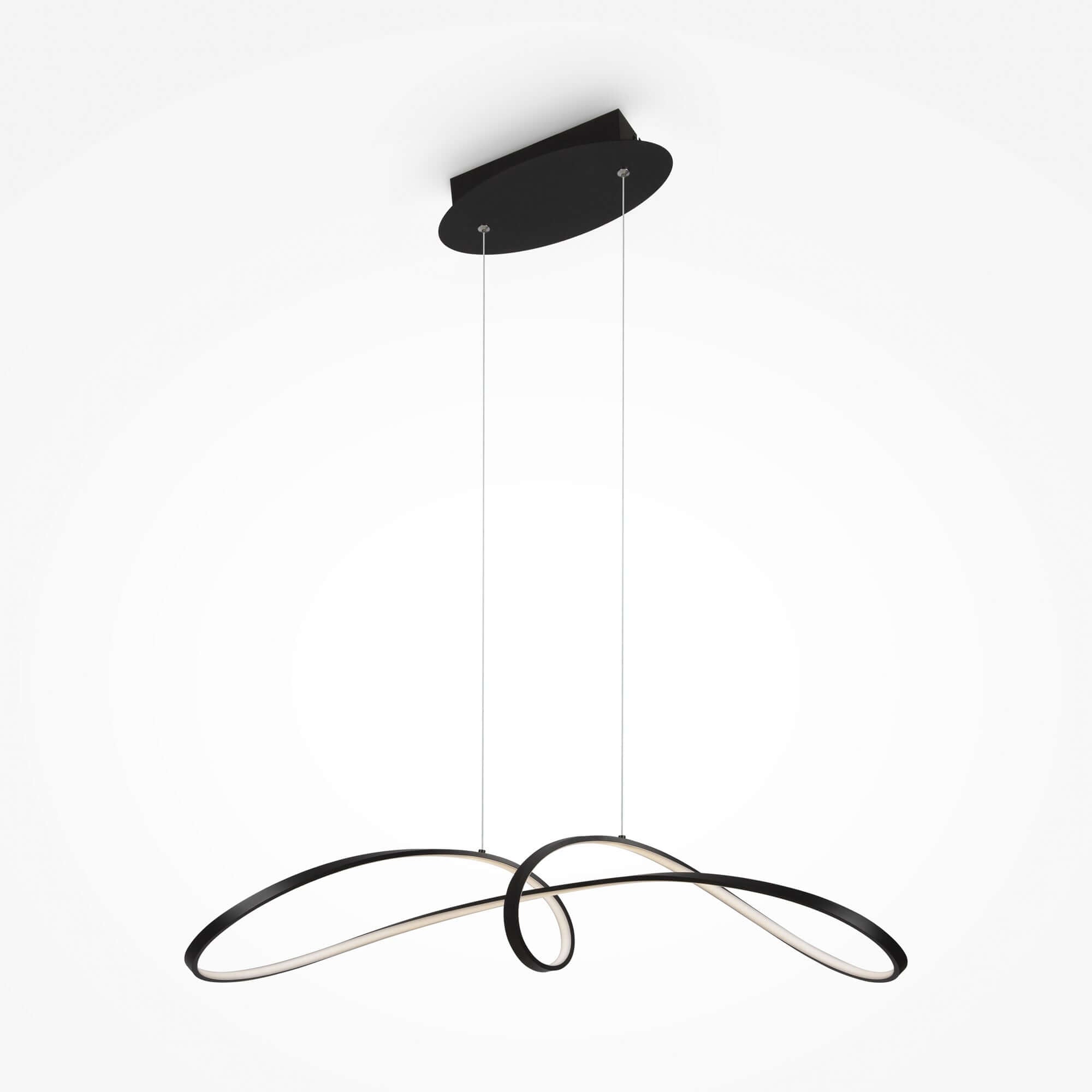 Maytoni Pendelleuchte Curve in Schwarz, minimalistisches LED-Design, aus Aluminium, nicht dimmbar, modern und elegant.