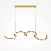 Maytoni Pendelleuchte Node Gold Groß with adjustable light rings and LED bulbs, metal fixtures in black and gold finish.