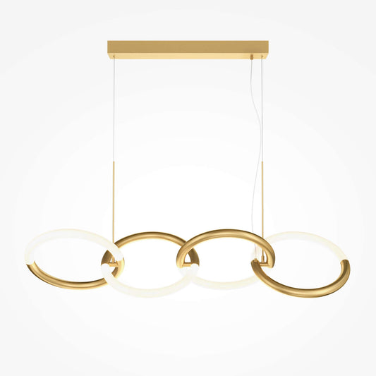 Maytoni Pendelleuchte Node Gold Groß with adjustable light rings and LED bulbs, metal fixtures in black and gold finish.
