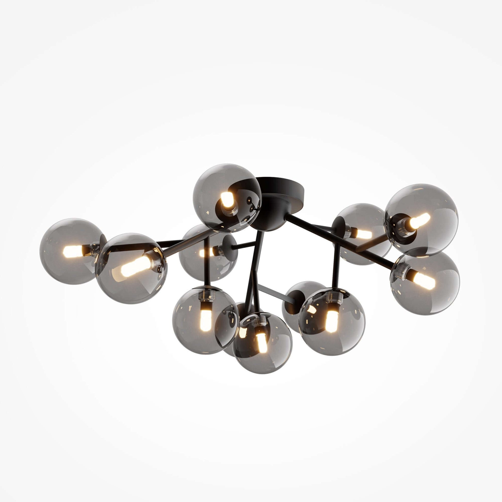 Maytoni Deckenleuchte Dallas in Schwarz mit 12 dimmbaren Glaskugeln, Ø60cm, modernes Design, G9 Fassungen, elegante Wohnraumbeleuchtung