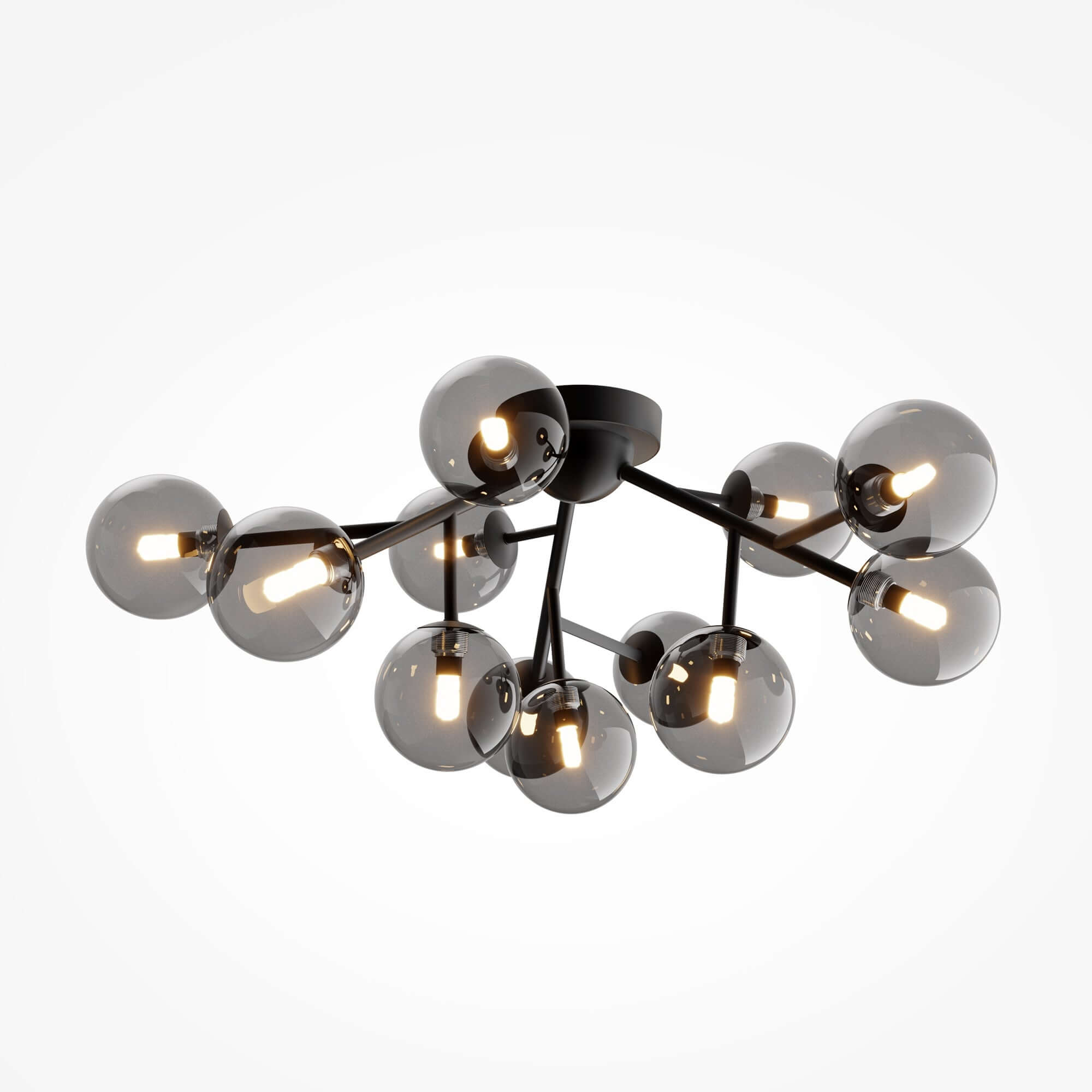 Maytoni Deckenleuchte Dallas in Schwarz mit 12 dimmbaren Glaskugeln, Ø60cm, modernes Design, G9 Fassungen, elegante Wohnraumbeleuchtung