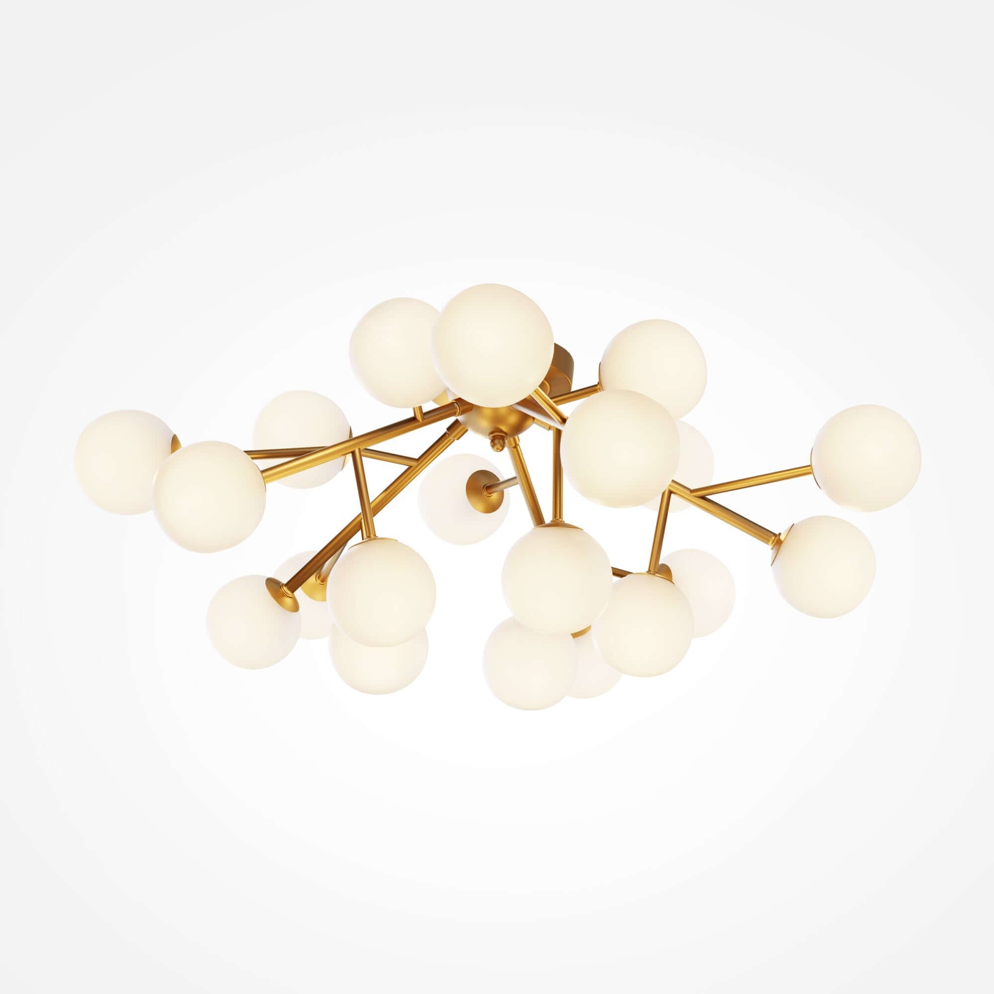 Maytoni Deckenleuchte Dallas Gold, 20-light dimmable ceiling lamp with glass globes, modern design in gold finish.