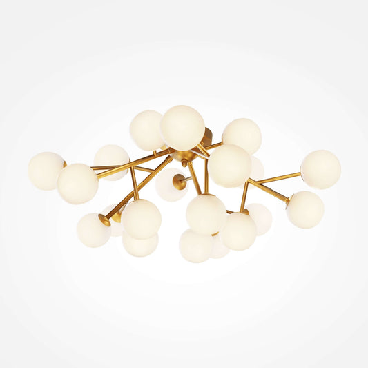 Maytoni Deckenleuchte Dallas Gold, 20-light dimmable ceiling lamp with glass globes, modern design in gold finish.
