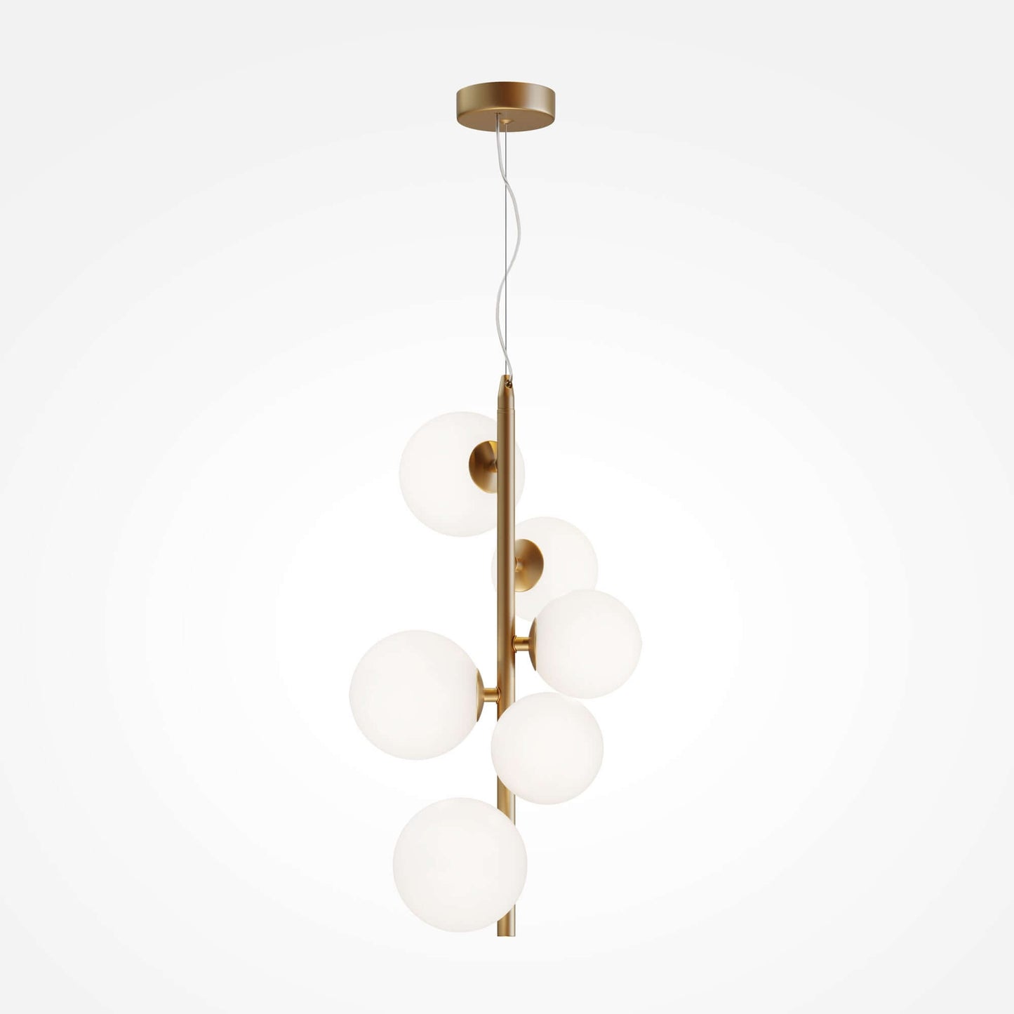 Maytoni Pendelleuchte Dallas, 6-glass globe light, bronze metal, dimmable, 170cm height, Ø29cm, elegant design.