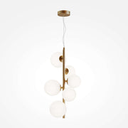 Maytoni Pendelleuchte Dallas, 6-glass globe light, bronze metal, dimmable, 170cm height, Ø29cm, elegant design.