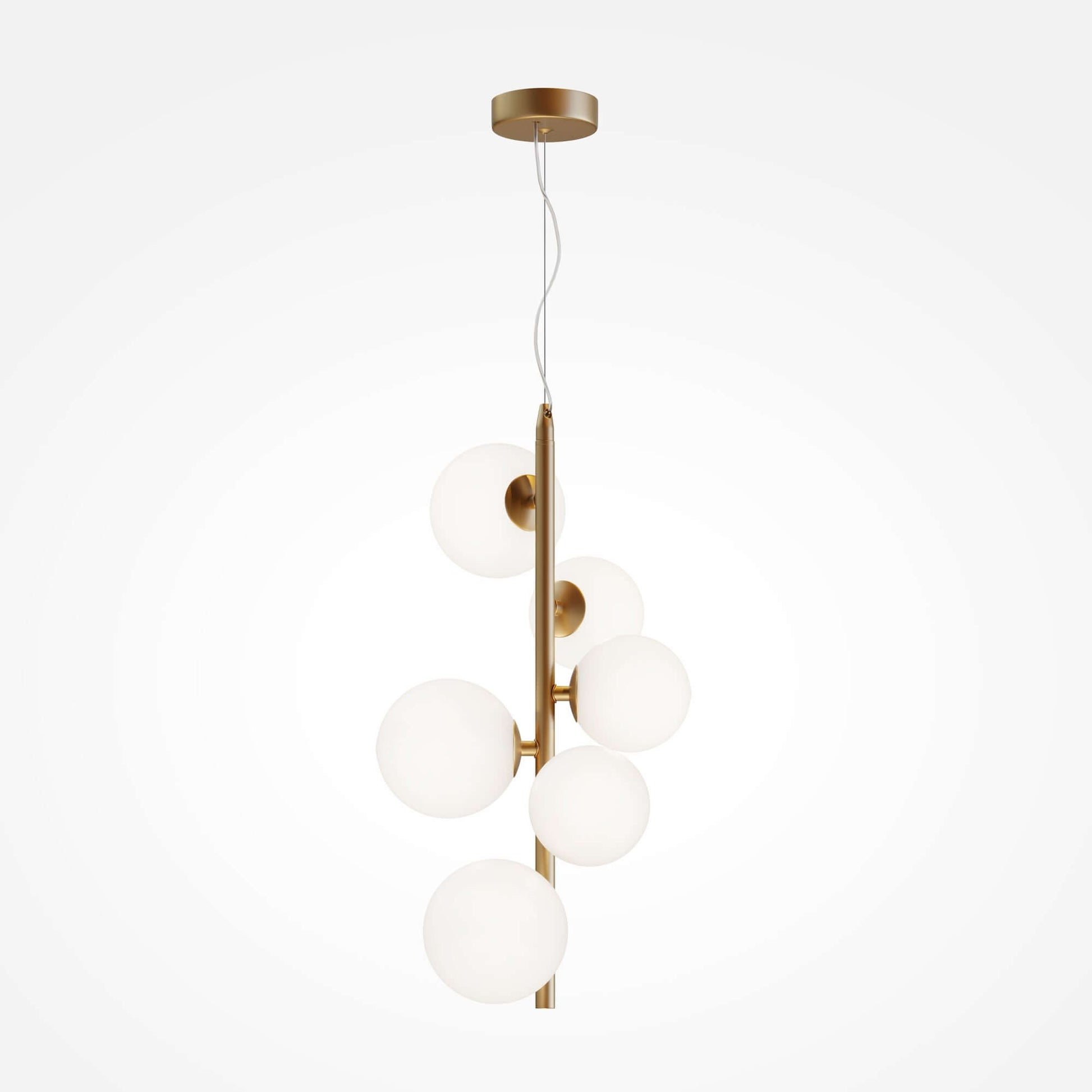 Maytoni Pendelleuchte Dallas, 6-glass globe light, bronze metal, dimmable, 170cm height, Ø29cm, elegant design.