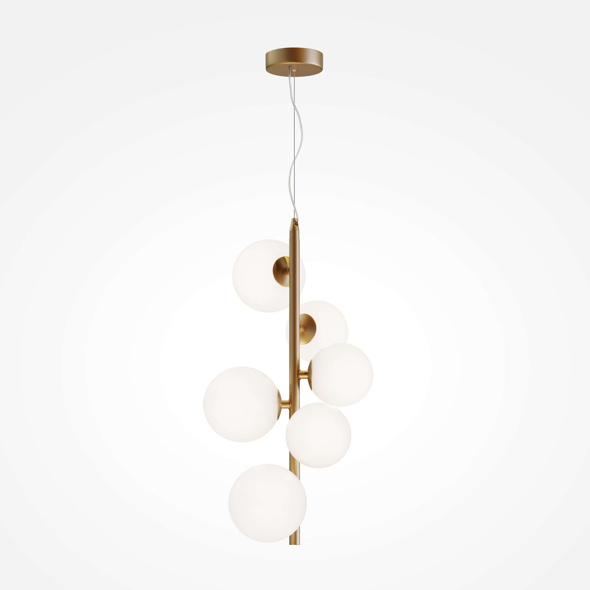 Maytoni Pendelleuchte Dallas, 6-glass globe light, bronze metal, dimmable, 170cm height, Ø29cm, elegant design.