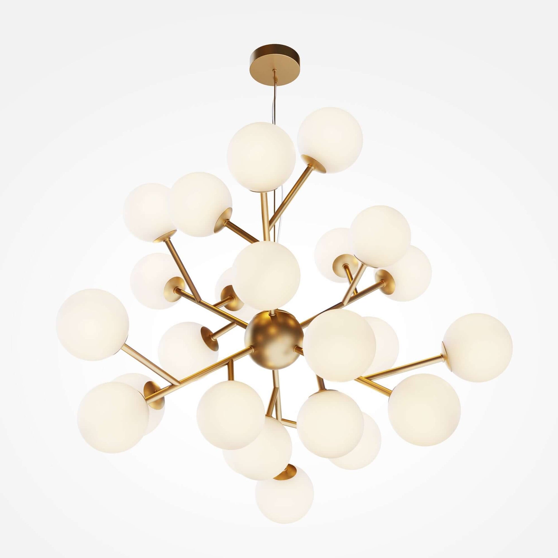 Maytoni Pendelleuchte Dallas Gold Kugelform, dimmbar, 24 Leuchtmittel, höhenverstellbar, modernes Design, Metall und mattes Glas.