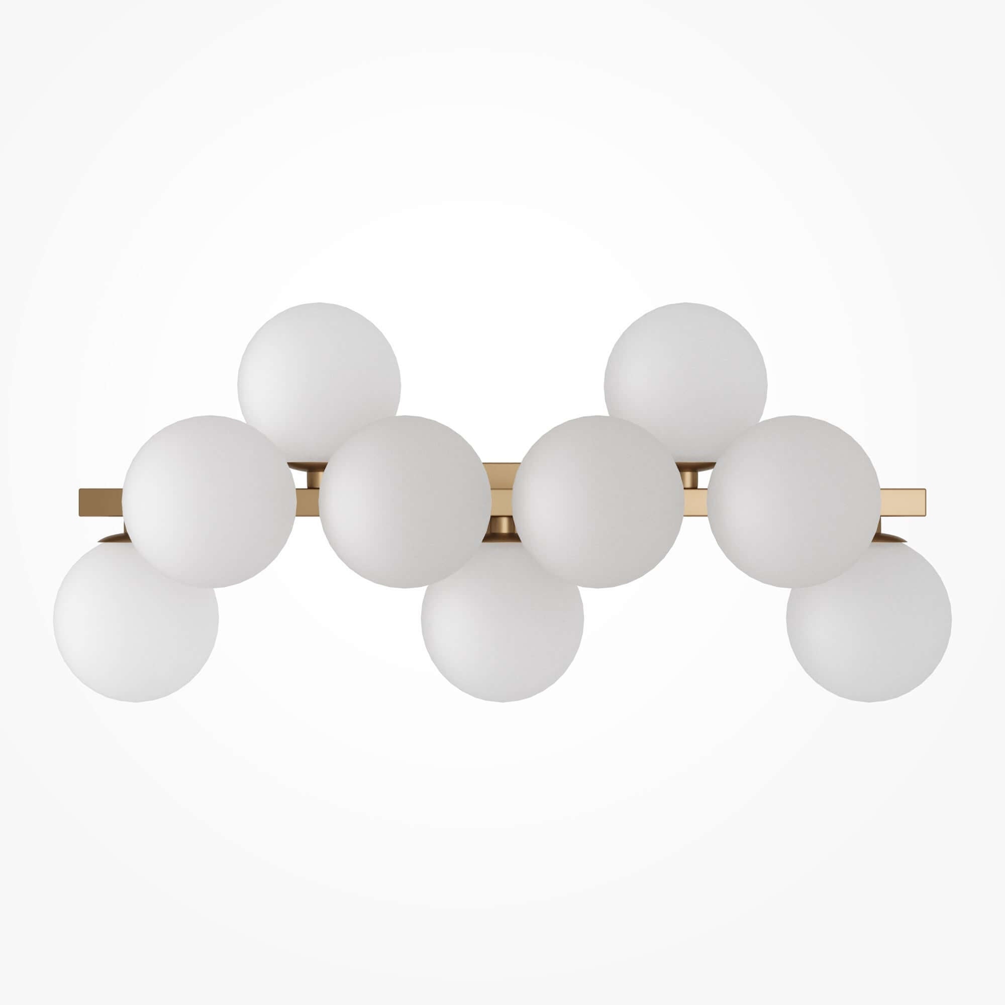 Maytoni Dallas Gold Wandleuchte, metallische Struktur, matte weiße Glaskugeln, dimmbar, 9 Leuchtmittel, modernes Design, 66cm Länge