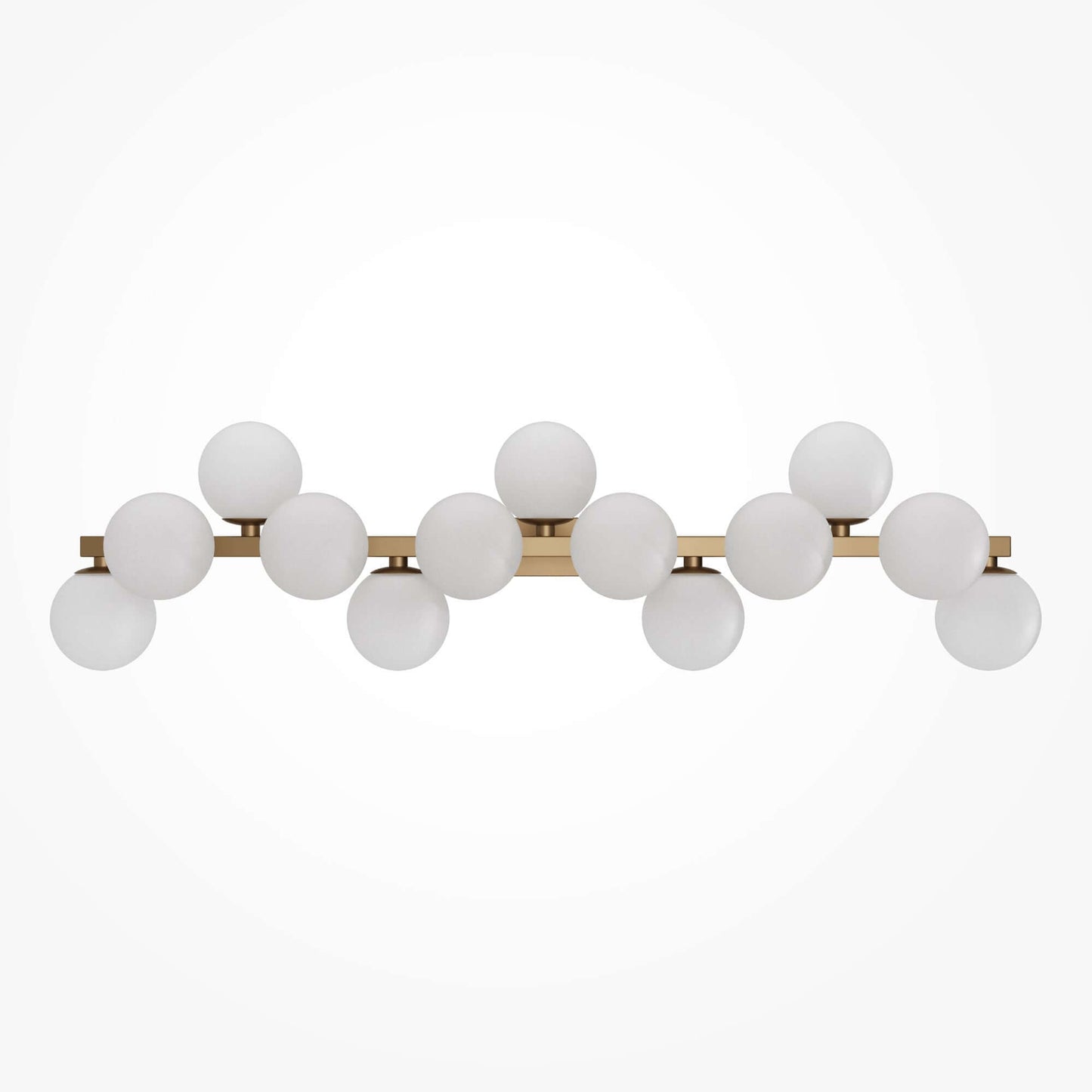 Maytoni Dallas Gold large wall lamp with dimmable matte white glass globes and gold metal frame, featuring 13 G9 sockets.