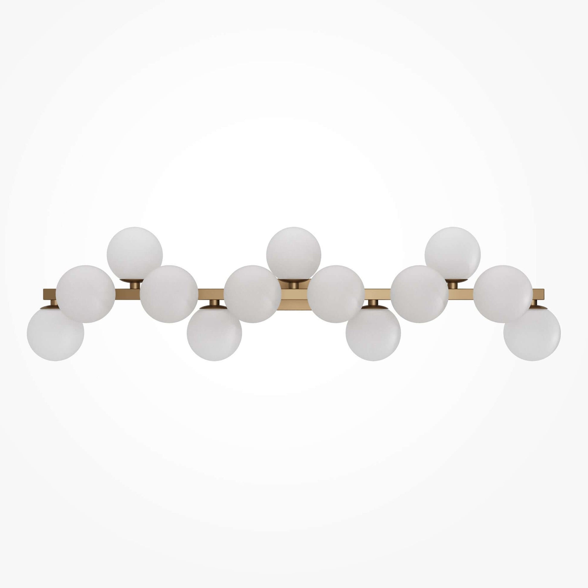 Maytoni Dallas Gold large wall lamp with dimmable matte white glass globes and gold metal frame, featuring 13 G9 sockets.