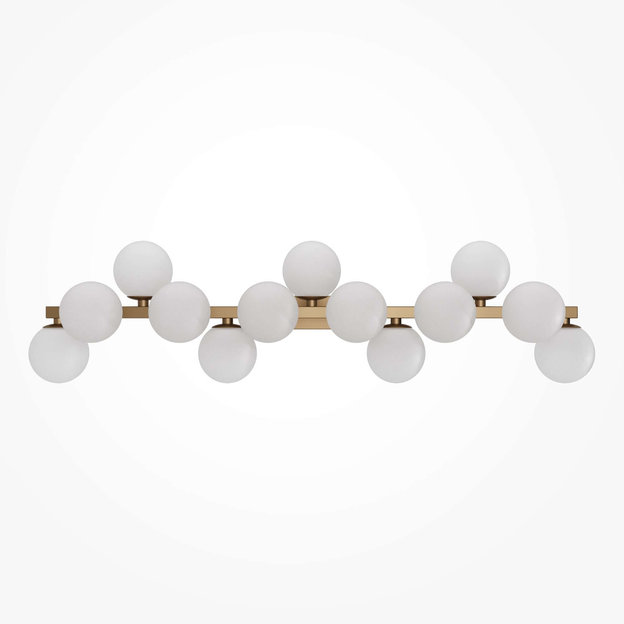 Maytoni Dallas Gold large wall lamp with dimmable matte white glass globes and gold metal frame, featuring 13 G9 sockets.