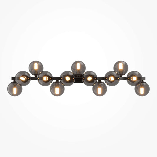 Maytoni Wandleuchte Dallas in Schwarz mit 13 Glaskugeln, dimmbar, Metallbeschläge, für modernes Innendesign.