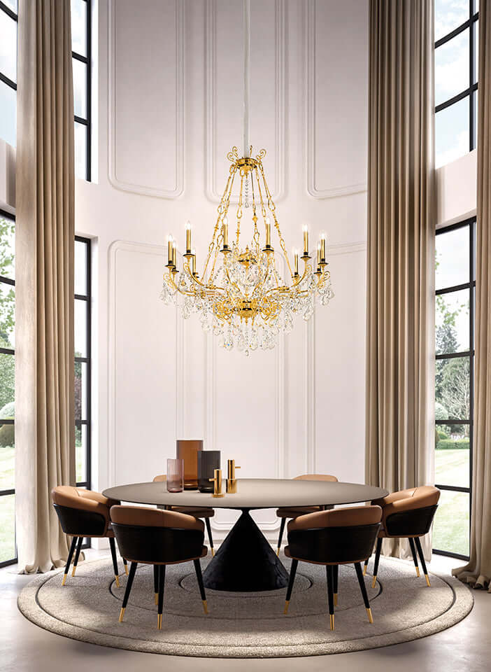 Masiero Impero Chandelier Odessa Ø120cm 12 lights with sparkling crystals Metal Gold