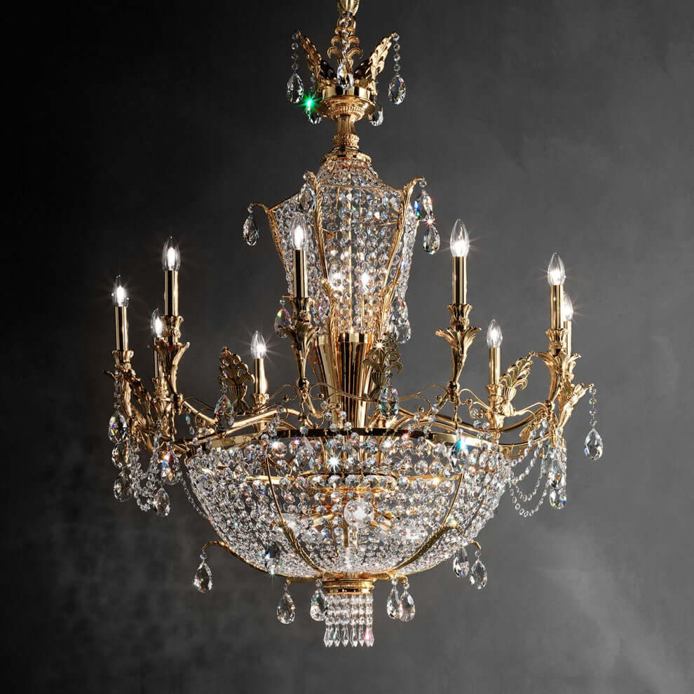Masiero Impero basket chandelier Ø105cm 19 lights with sparkling crystals