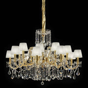 Masiero Maria Theresa Chandelier Gold Ø110cm H70cm 16 lights with white shades