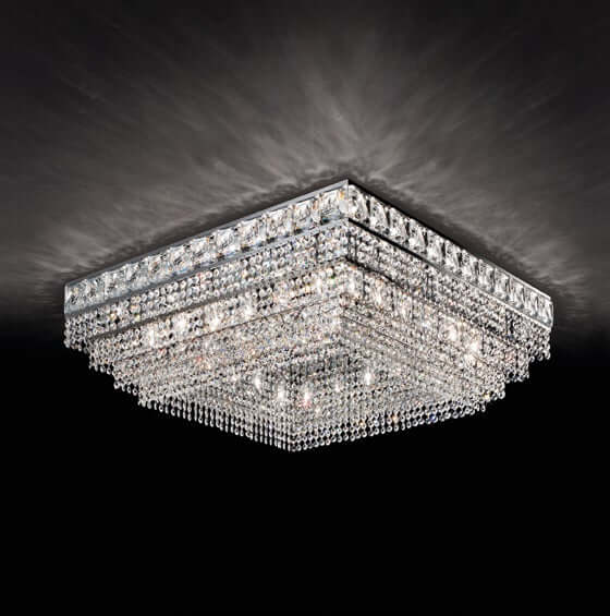 Masiero Kristall Deckenleuchte Quadrat 80cmx80cm Silber Farben mit CUT CRYSTAL