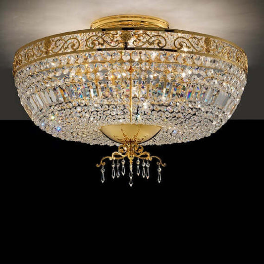Masiero Kristall Deckenleuchte Rund Ø90cm Gold Farben mit CUT CRYSTAL