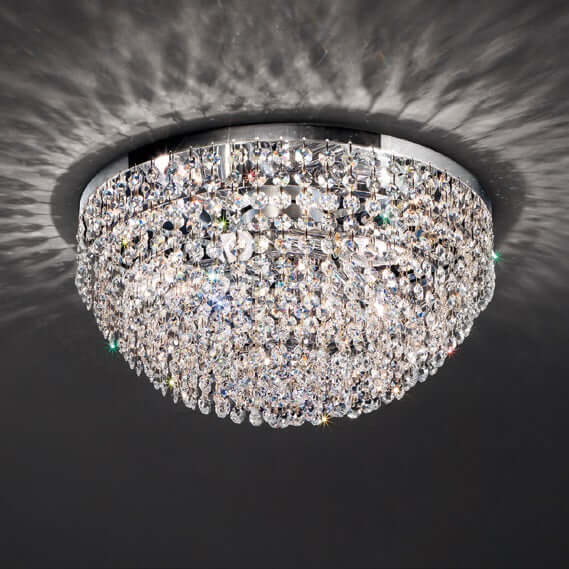 Masiero Crystal Ceiling Light Round Ø40cm Gold or Silver with CUT CRYSTAL VE836 PL6