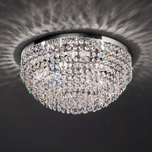 Masiero Kristall Deckenleuchte Rund Ø40cm Gold- oder Silberfarben mit CUT CRYSTAL VE836 PL6