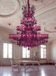 Masiero Maria Theresa Chandelier Large Ø260cm 70 Lights with Sparkling Crystals RED