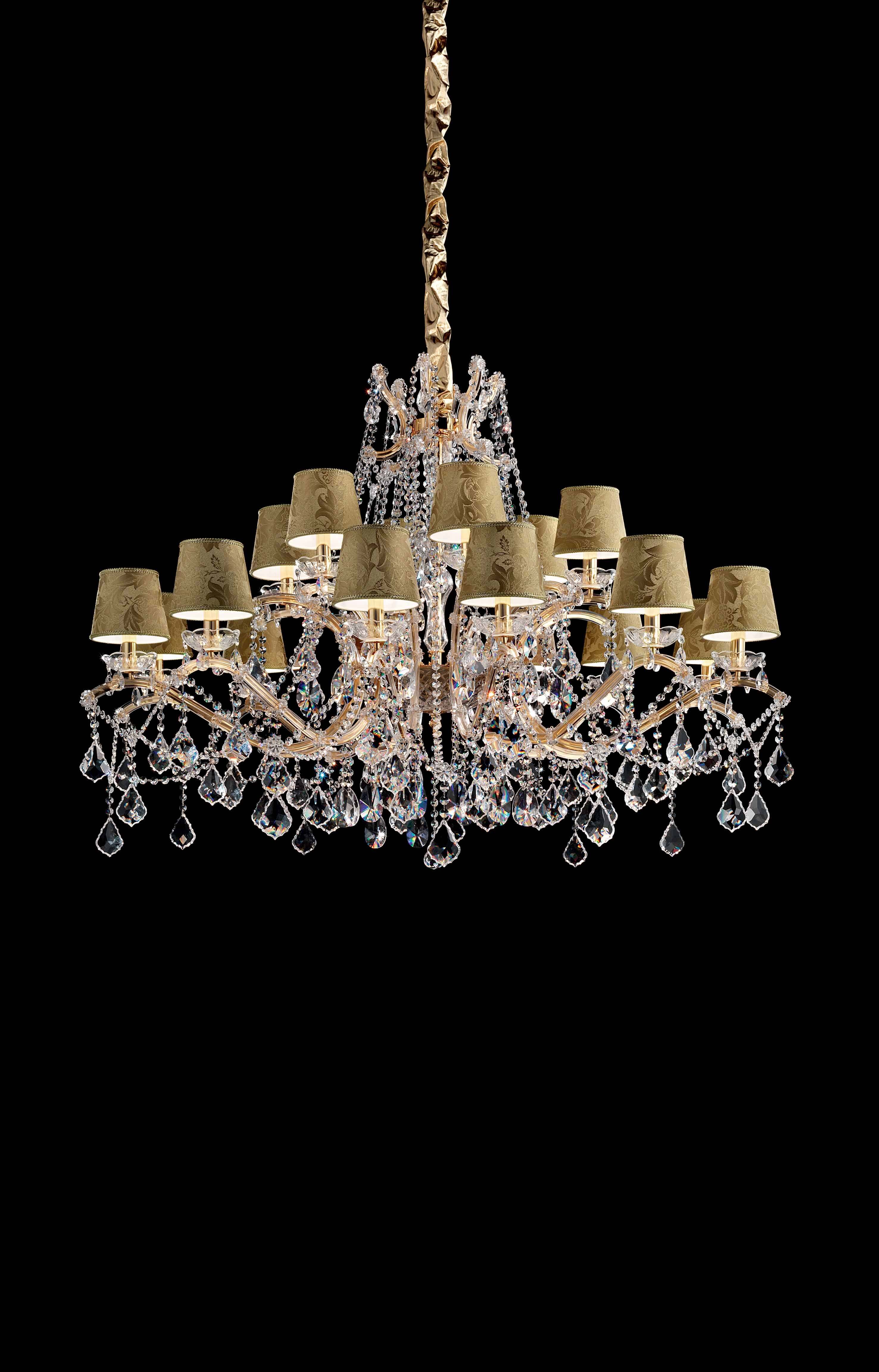 Masiero Maria Theresa chandelier Ø135cm 18 lights with sparkling crystals with shades