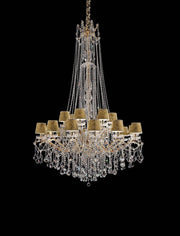 Masiero Maria Theresa chandelier Ø140cm 18 lights with sparkling crystals gold-colored for the staircase