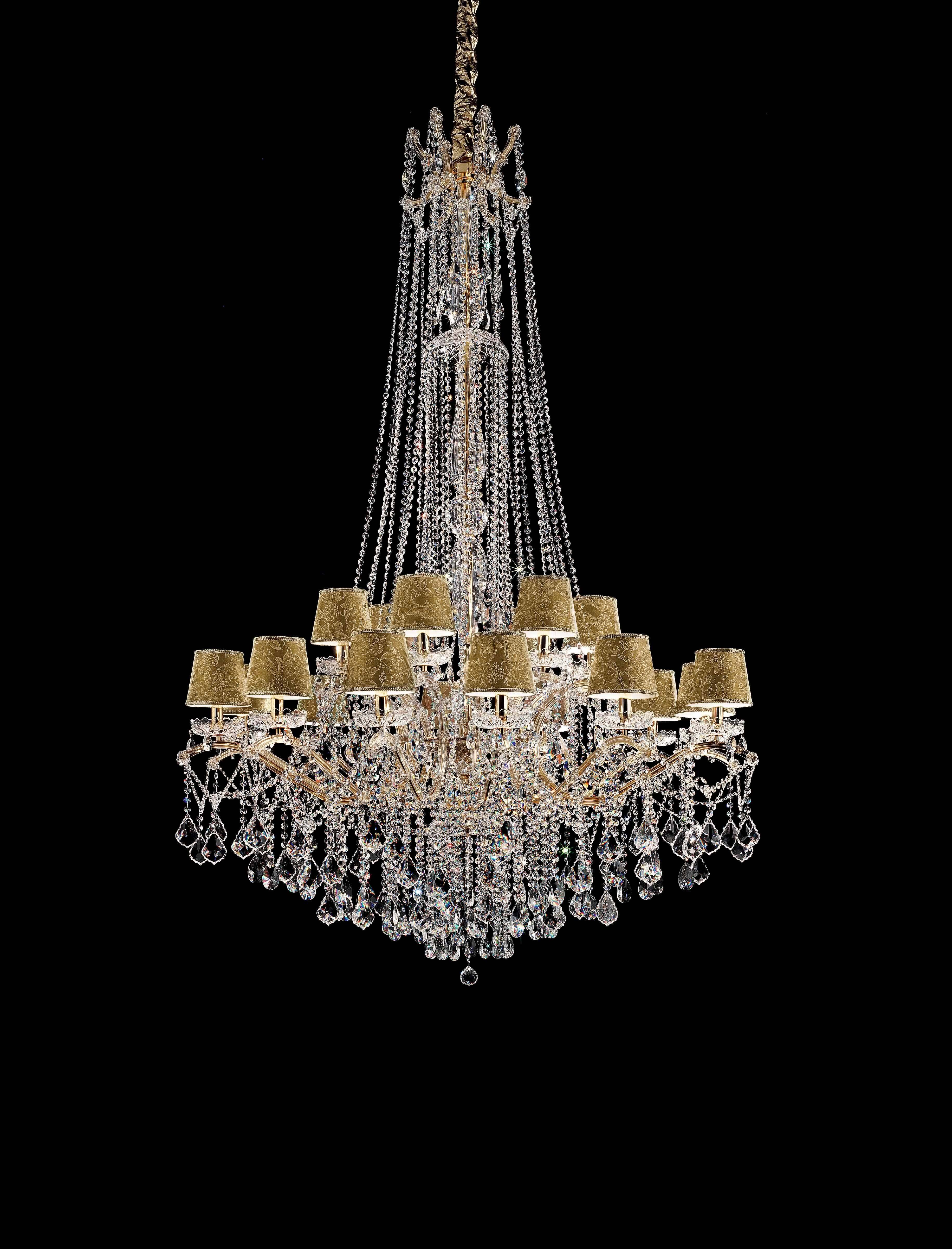 Masiero Maria Theresa chandelier Ø140cm 18 lights with sparkling crystals gold-colored for the staircase