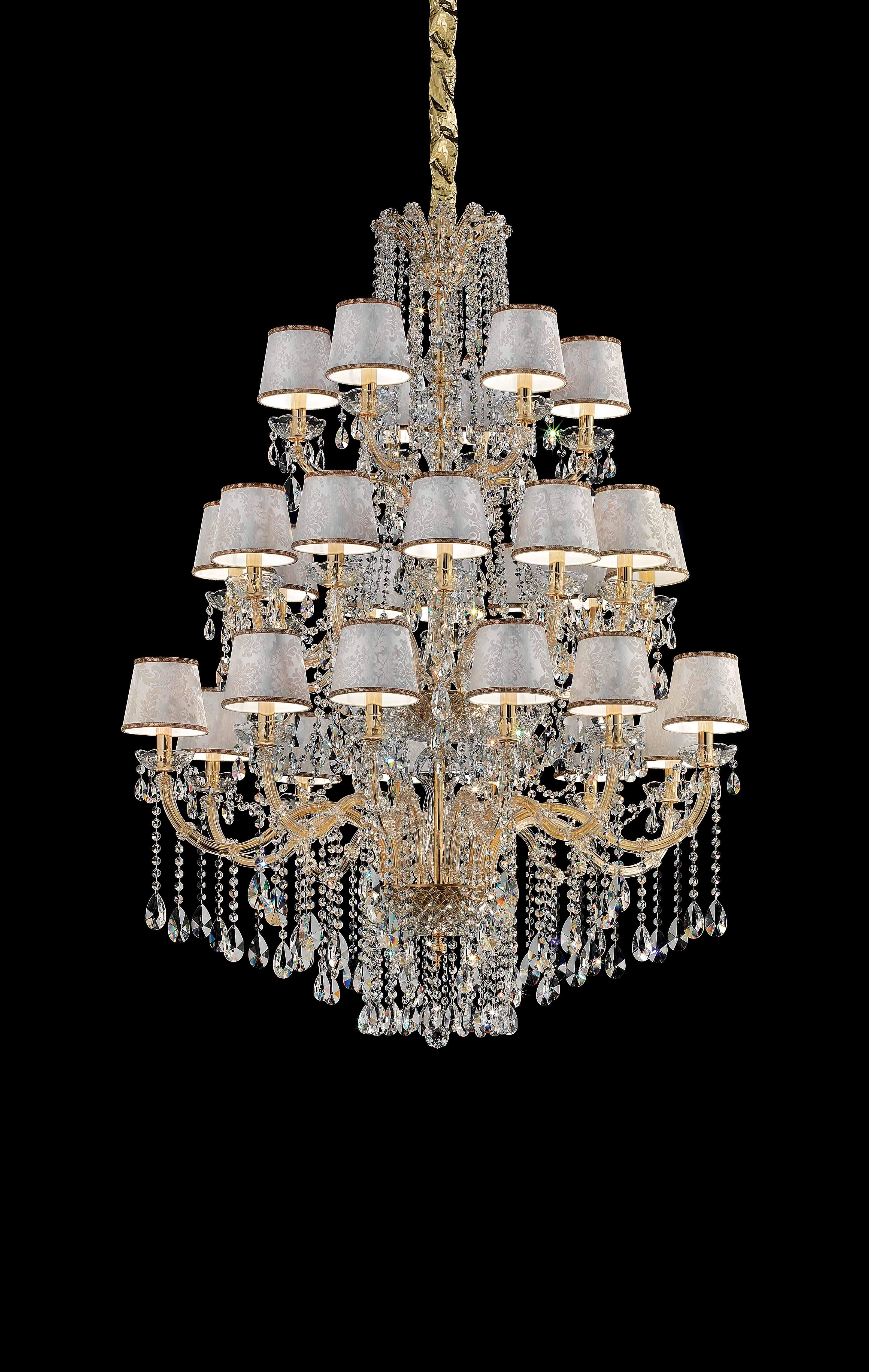 Masiero Maria Theresa chandelier Ø110cm 30 lights with sparkling crystals gold colors