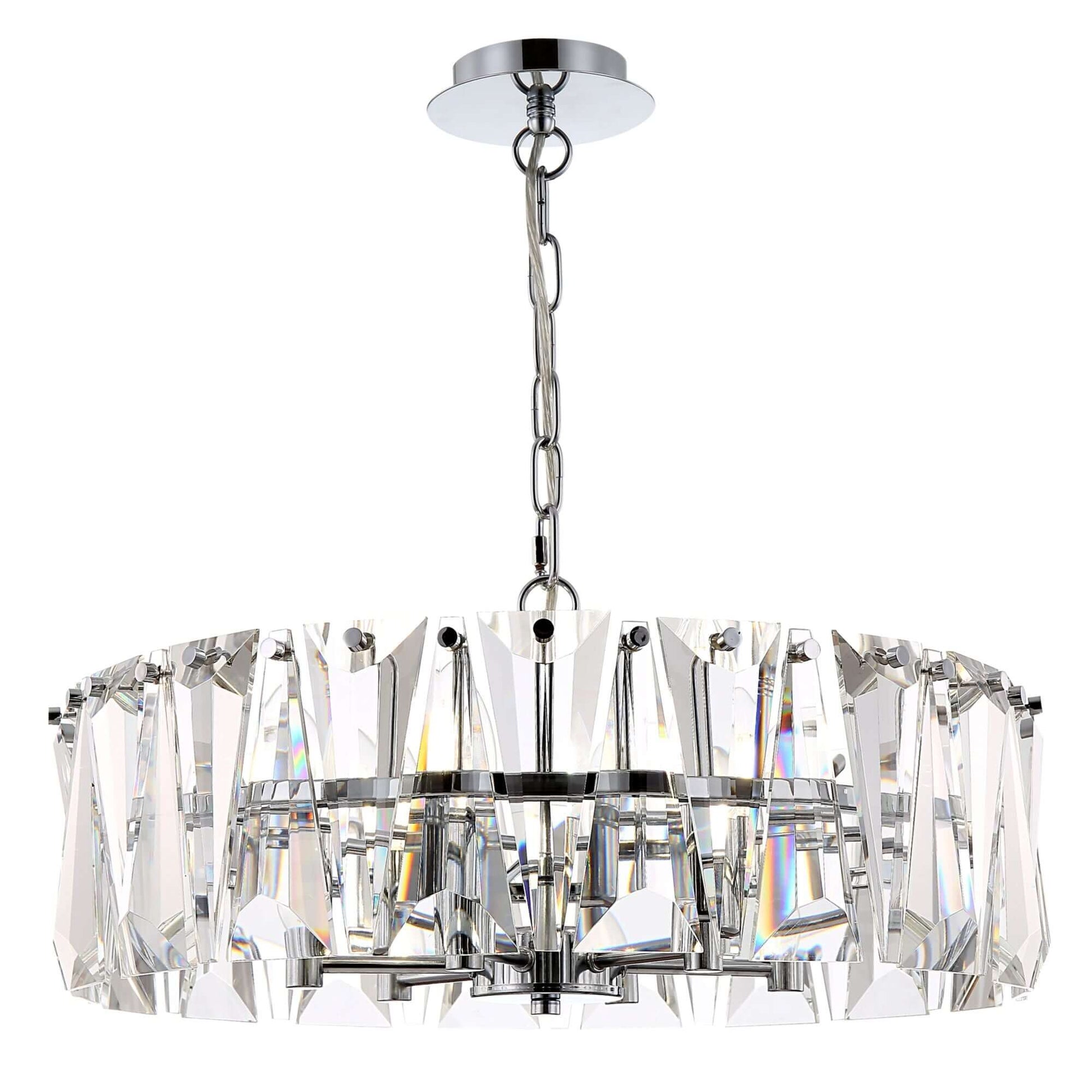 Maytoni PUNTES pendant light with crystal elements, adjustable height, nickel finish, Ø51.7cm, E14 bulbs, 230V compatible.