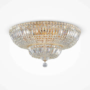 Gold-colored crystal ceiling light with 16 lamps, featuring a dazzling crystal design for a unique light display, 32.5cm high, 60.5cm diameter.