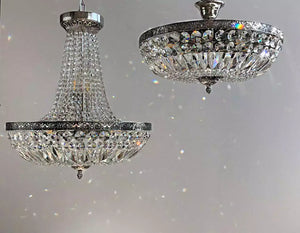 Eleganter Kristall-Korblüster in Antik Silber