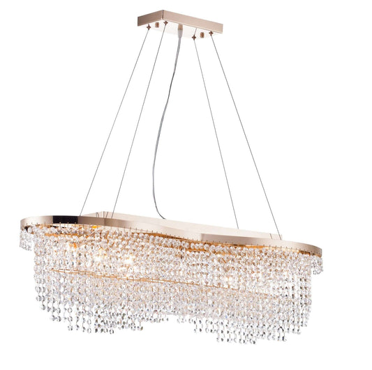 Elegant Maytoni TOILS 7 pendant light in gold with sparkling crystals, adjustable height, perfect for luxurious interior spaces.