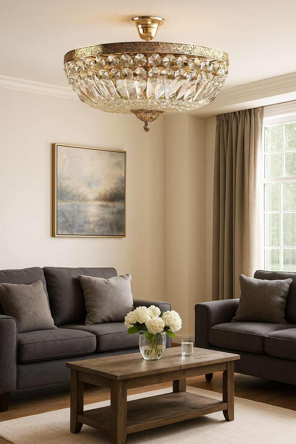 Kristall Deckenleuchte Schönbrunn Antik Gold