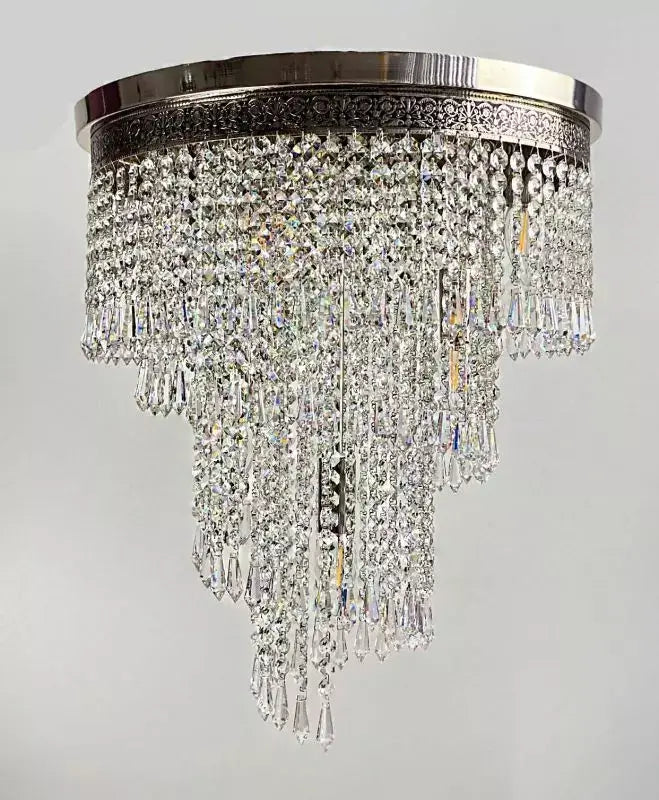 Bleikristall Twister Ø40cm Silber Lampe mit geschliffenem Kristall, dimmbar, luxuriöses Design, für stilvolle Raumbeleuchtung.