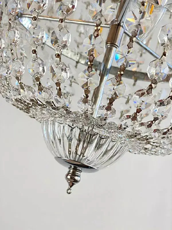 Korblüster Settat Ø40cm Silber Chrom Kristallleuchter, geschliffene Kristalle, dimmbar, elegant für jeden Raum.