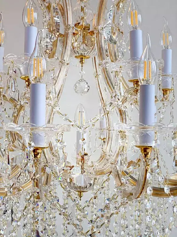Exklusiver Kristall Kronleuchter Orlando mit Kristallglas ummantelten Armen, 12+6+1 Leuchten, dimmbar, Ø80cm, goldene Details
