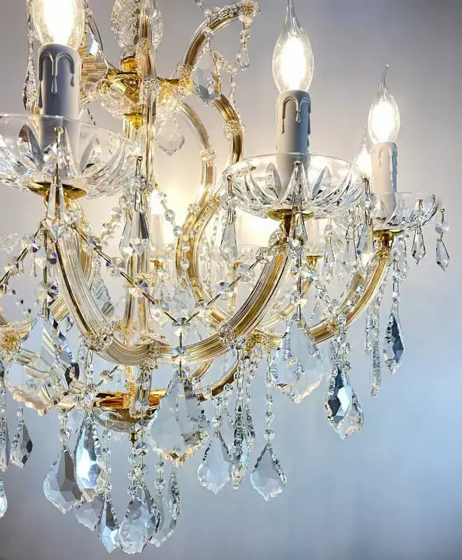 Kristall Kronleuchter Mozart in Gold mit Kristallglas, Ø80cm, 12 Leuchten, luxuriöses Design, dimmbar, perfekt für elegante Räume.